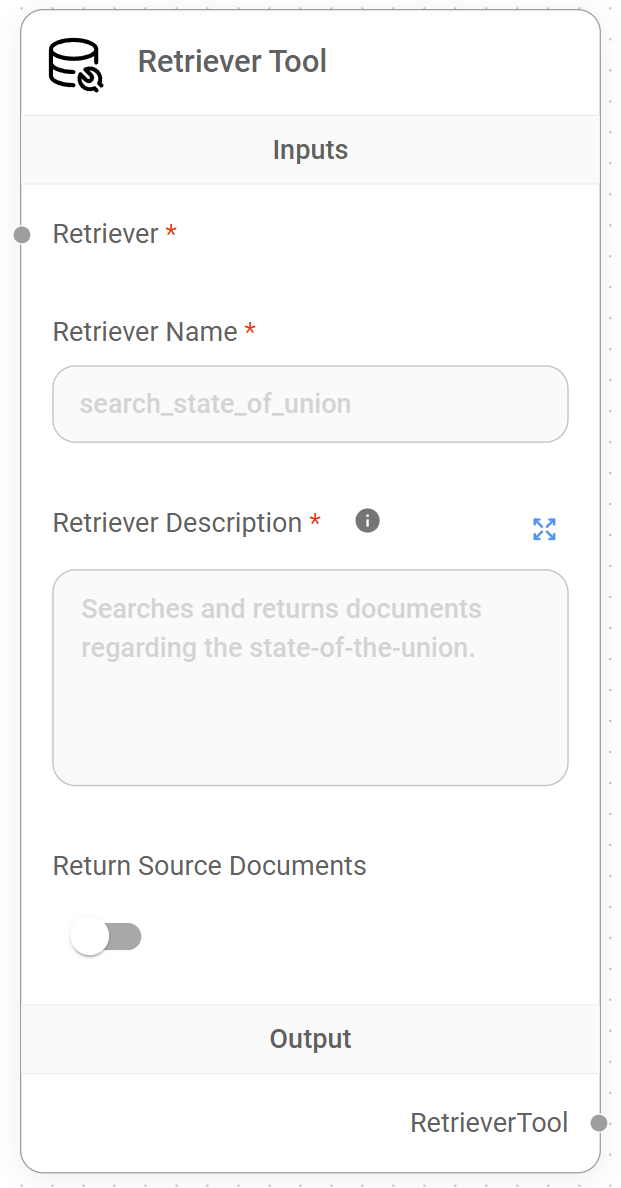 <p>Retriever Tool Node</p>